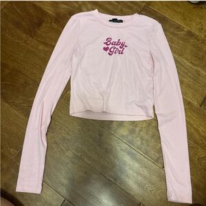 Streetwear Society Light Pink Crewneck Crop Top with Magenta Script